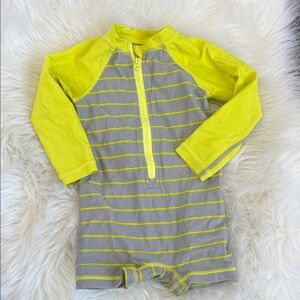 Tea Kids Swimwear Long Sleeve Rash Guard - Gray and Yellow